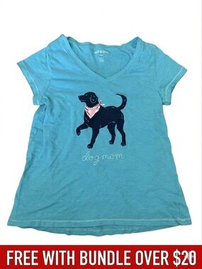 FREE WITH BUNDLE OVER $20 Dog Mom T-Shirt Blue Black V Neck Lounge Cozy Sz M